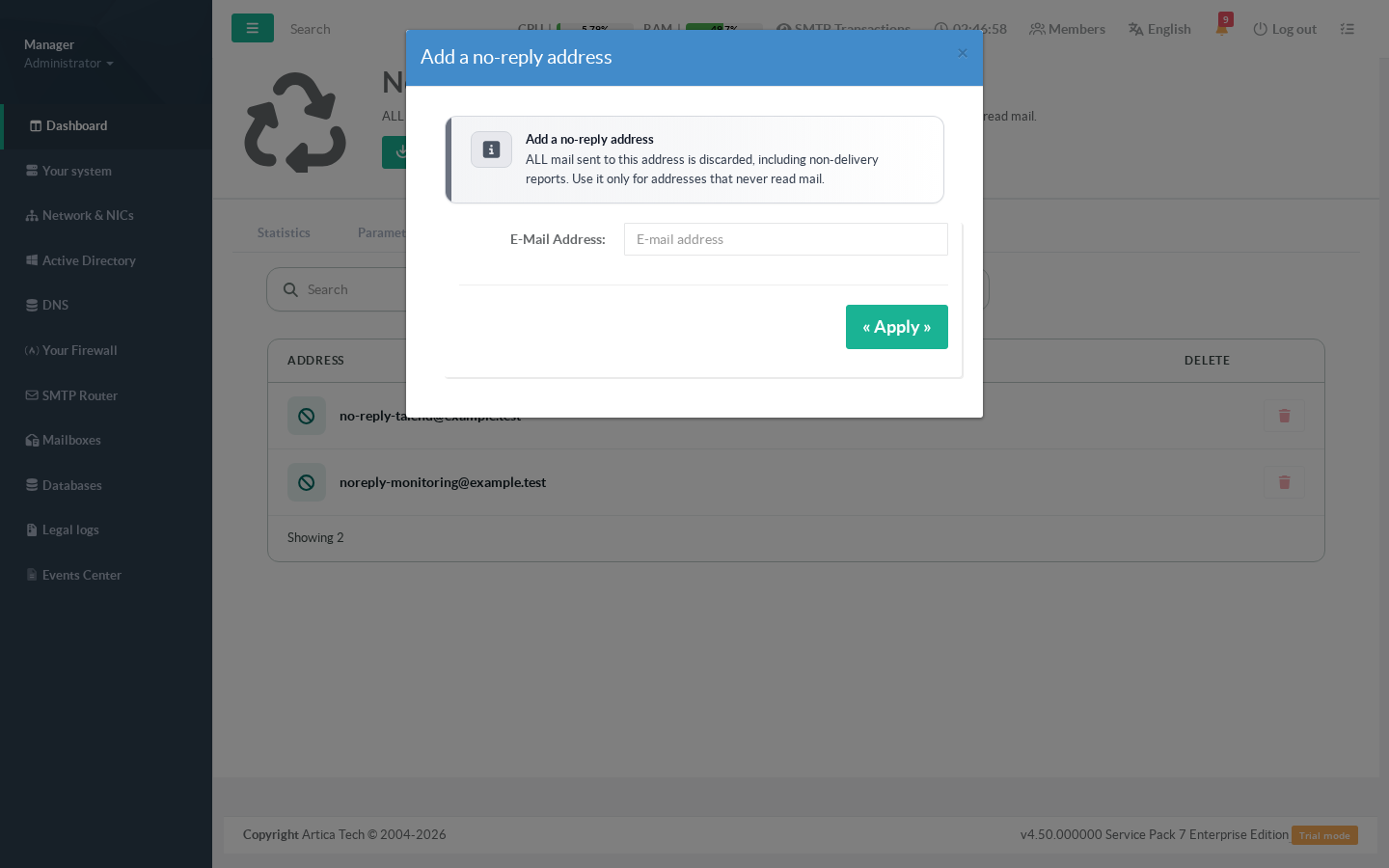 Adding a no-reply address