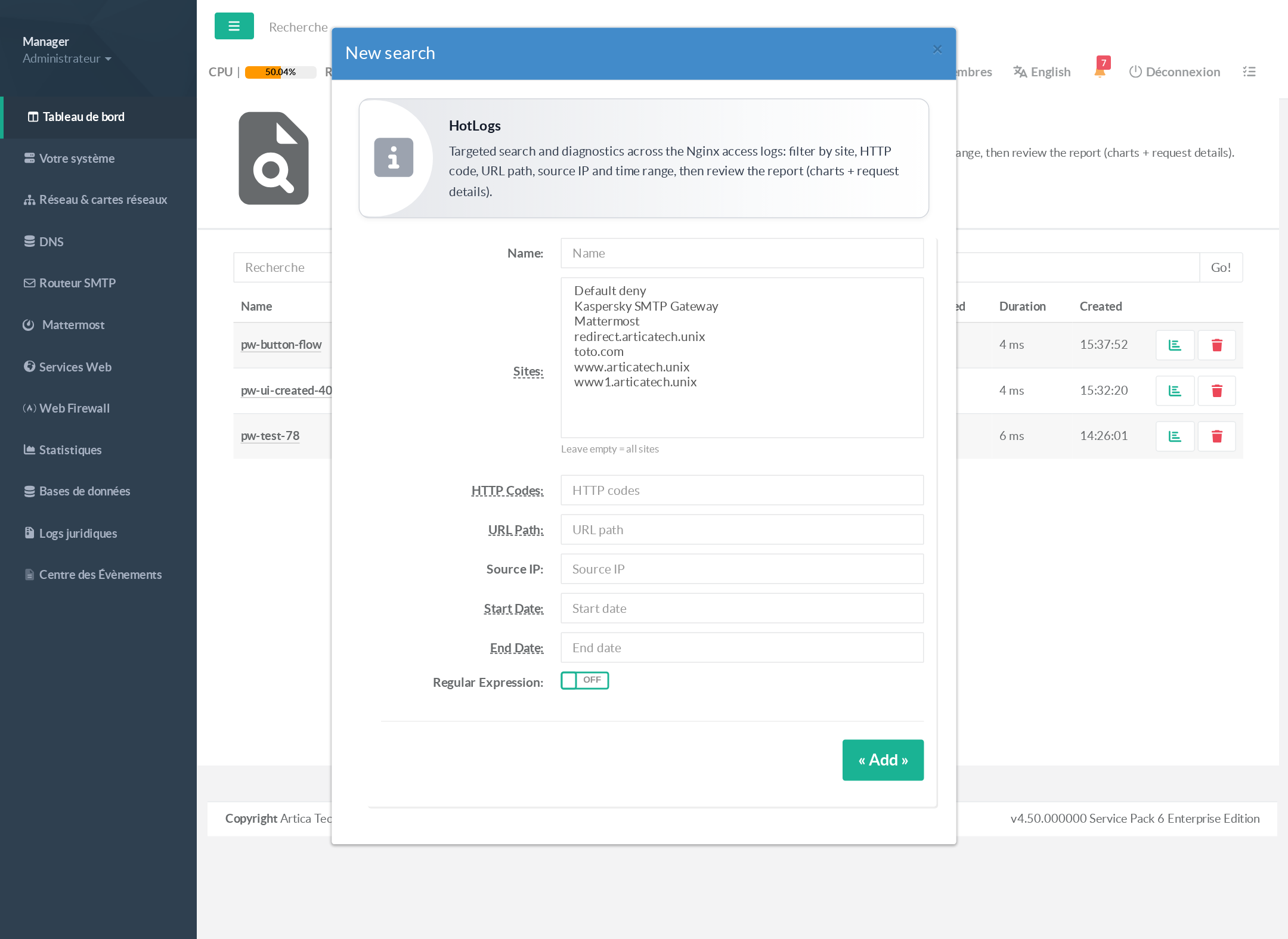HotLogs — new search dialog