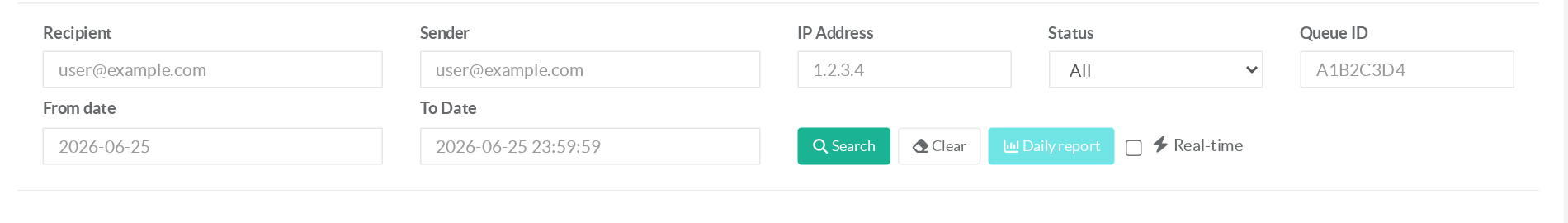 The search filters