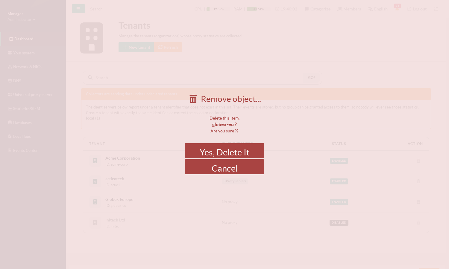 Delete confirmation