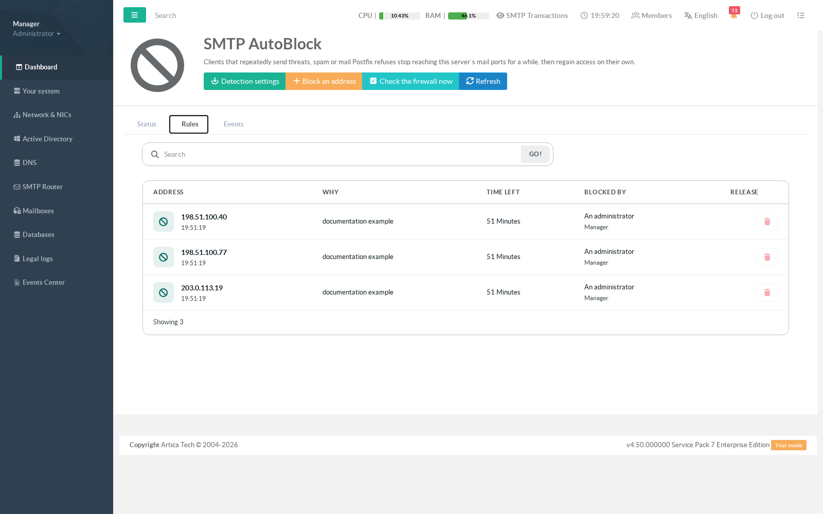 Active blocks