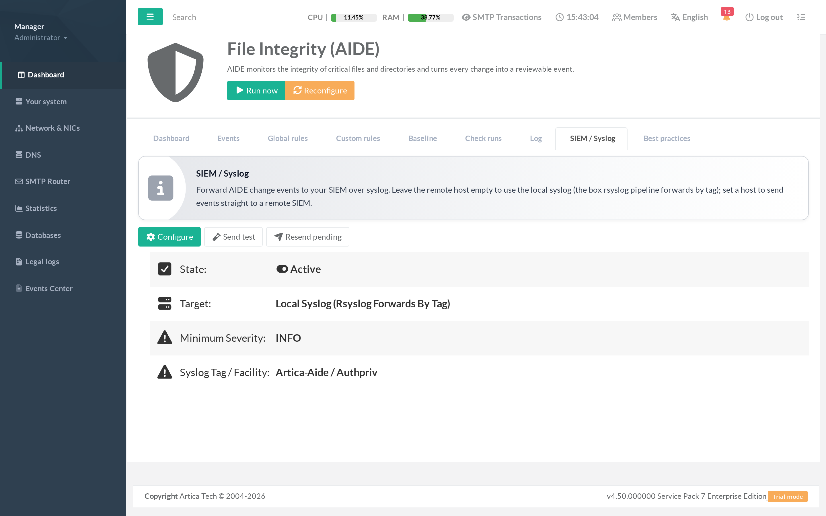 AIDE SIEM / Syslog