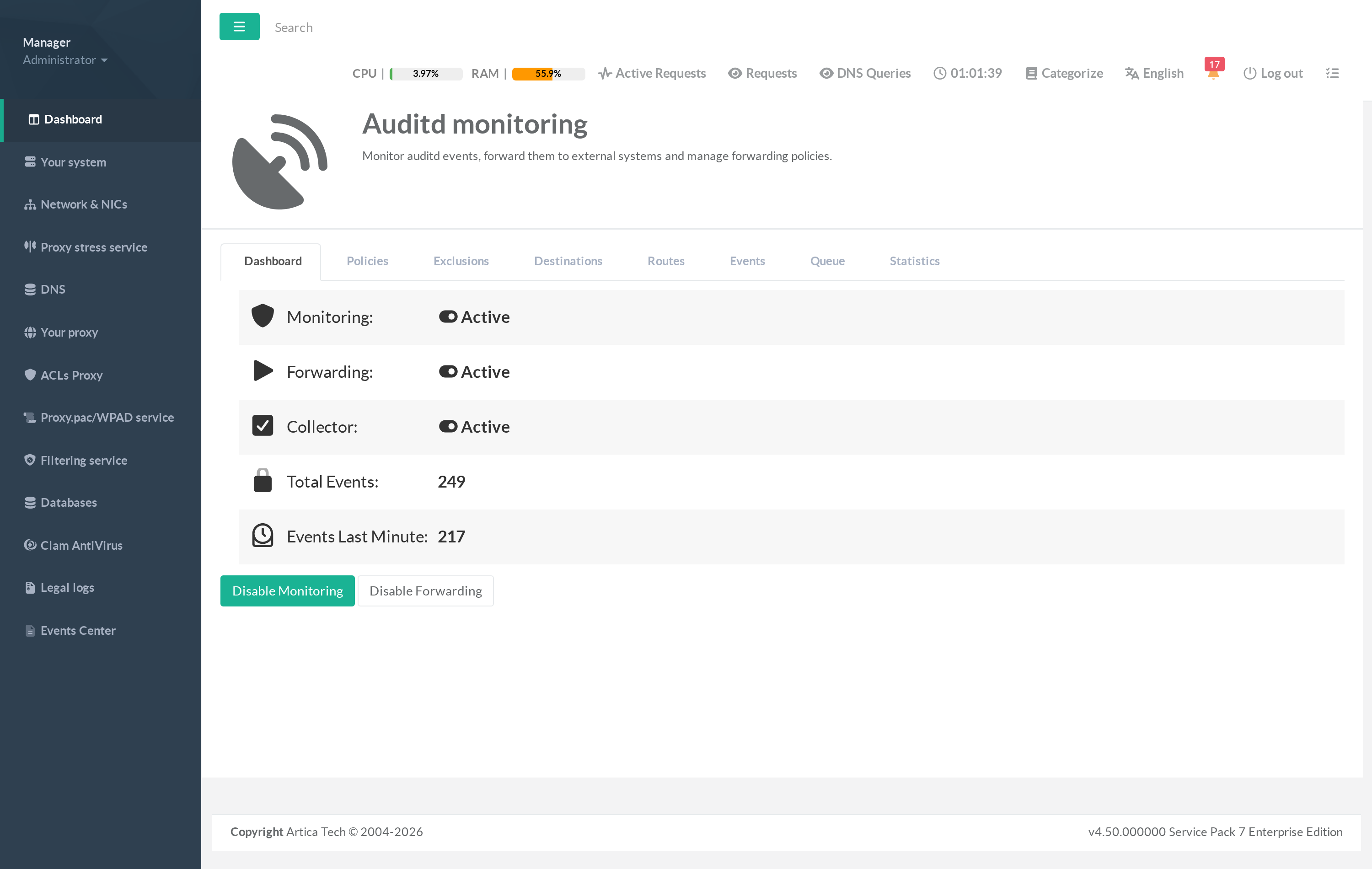 Auditd — Dashboard tab