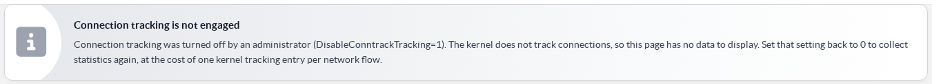 Connection tracking is not engaged